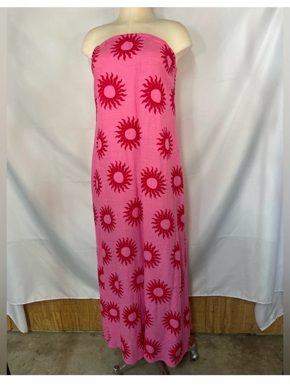 Strapless Pink Sunprint Maxi Dress